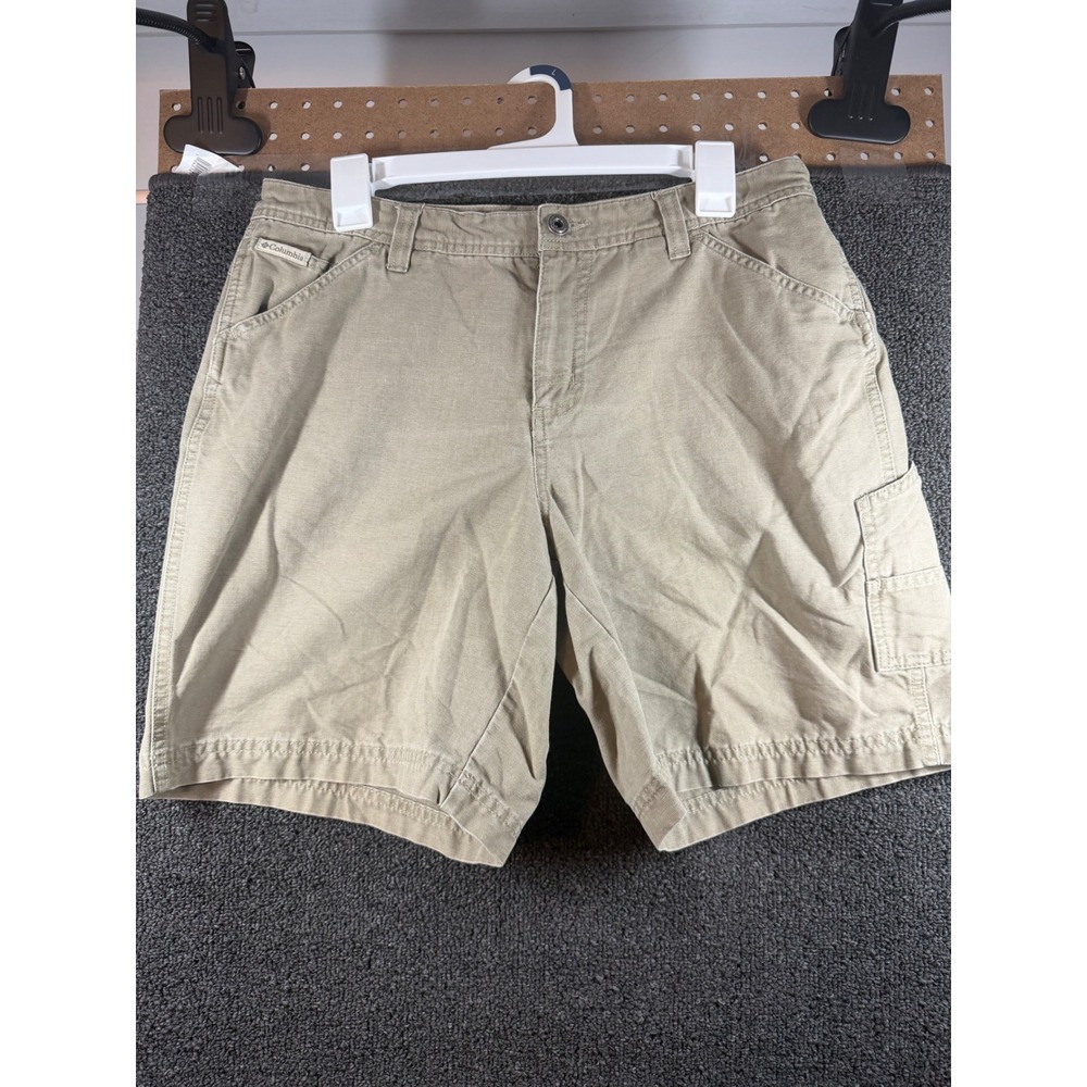 Columbia Cargo Shorts Womens 12 Khaki Tan Cotton Canvas Utility Outdoor AP 4412